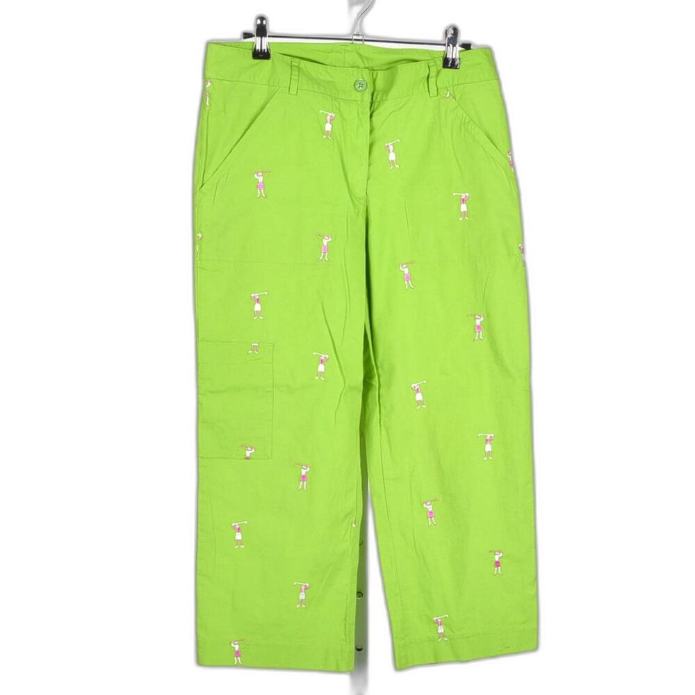 Lilly Pulitzer Lightweight Poplin Green Tee Time Putter Capri Pant Size 8